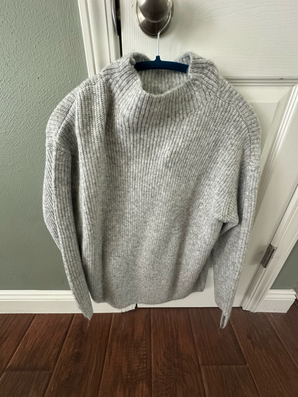 Women’s Light Gray Ribbed Mock Neck Sweater